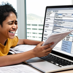 **

A person looking overwhelmed by a mountain of paperwork on a traditional bank loan application, contrasted with a person smiling and effortlessly completing a P2P loan application on a laptop. Split screen composition. One side should evoke frustration and complexity, while the other portrays ease and speed. Include details like a stressed expression, scattered documents, and a messy desk for the bank loan side, and a clean workspace, a happy expression, and a modern laptop for the P2P side.

**