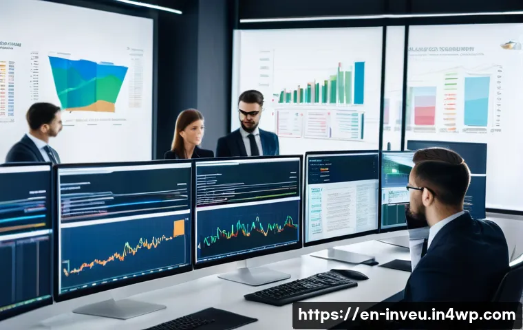 PP 대출의 시장 진입 장벽 - A modern corporate office setting focused on a diverse team of professionals analyzing complex finan...