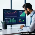 Home 22 PP 대출 투자 전략 비교 분석 - A professional business investor analyzing a digital dashboard displaying PPP loan portfolios, chart...