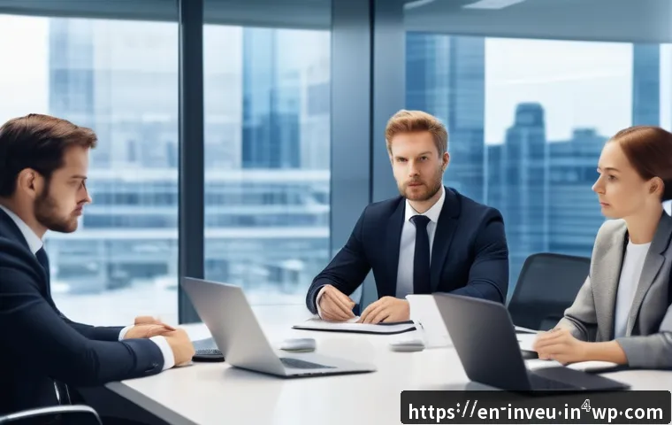 PP 대출 투자자의 조언 초보자부터 전문가까지 - A professional business meeting scene in a modern office, featuring diverse investors and borrowers ...
