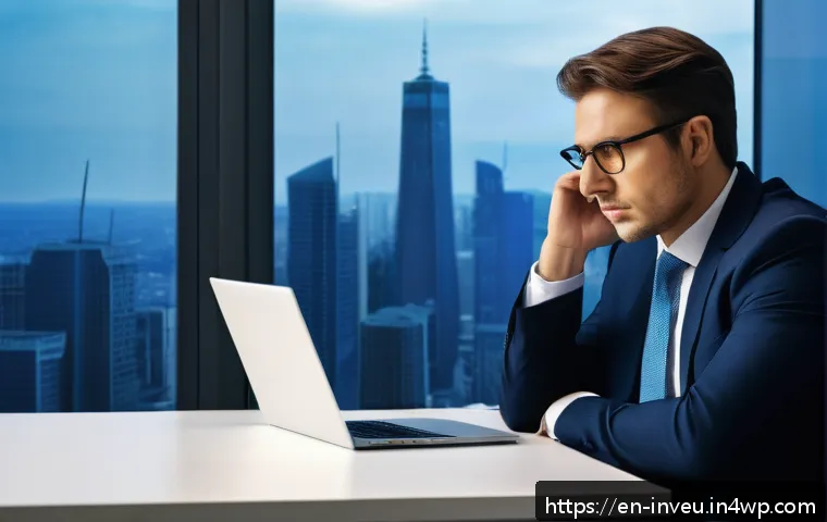 PP 대출 투자에서의 감정적 요인 - A professional investor sitting at a modern office desk, looking anxious and stressed while reviewin...